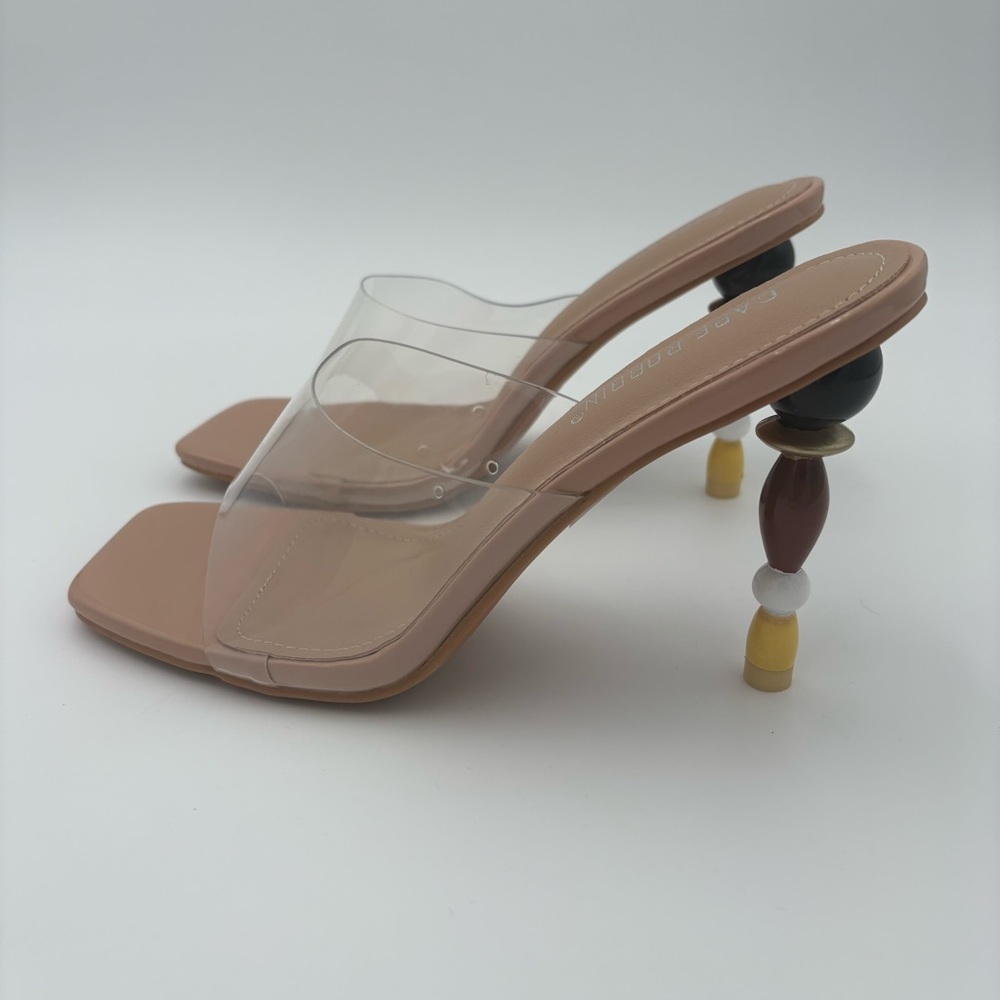Cape Robbin Clear Strap Beaded Heel Sandals | NWT | size 7.5 Statement Heels